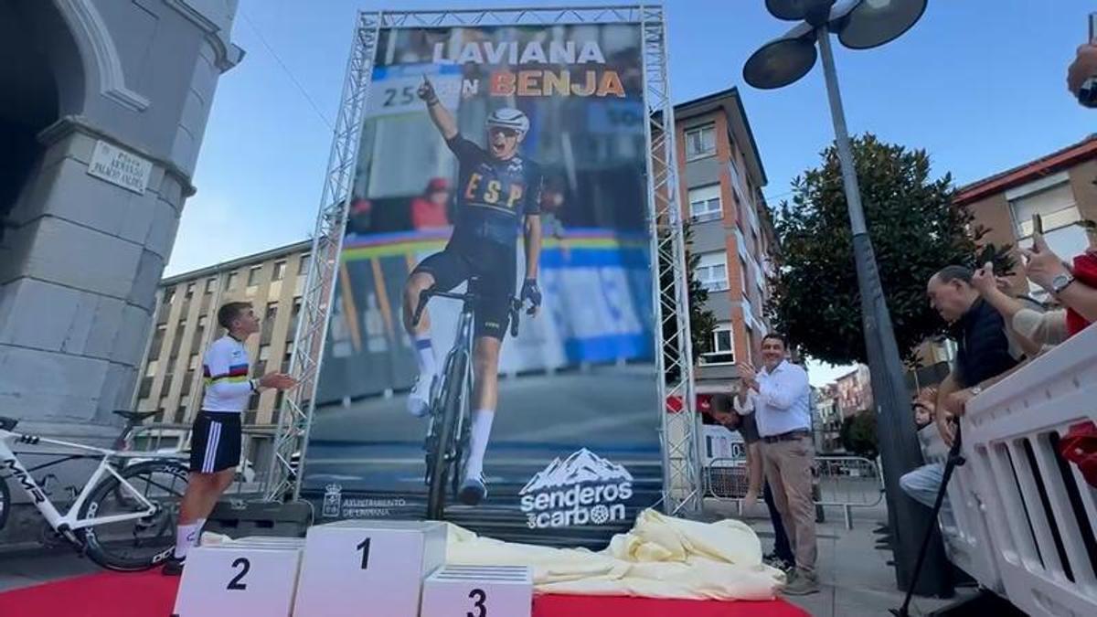 Benjamín Noval, doble campeón del Mundo junior y campeón de Europa de crono, a los niños de Laviana:  Si yo lo hice, lo pueden hacer ellos 