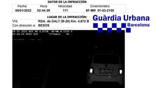 Pillado un conductor a 171 km/h en la Ronda de Dalt de Barcelona