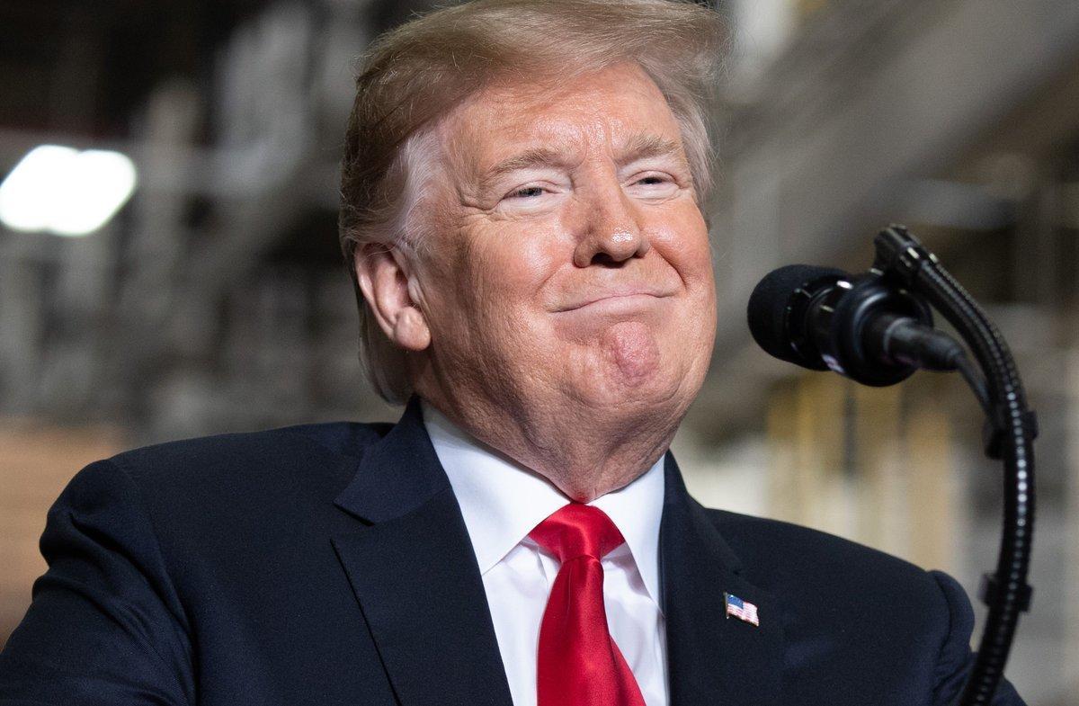 US President Donald Trump speaks after touring the Lima Army Tank Plant at Joint Systems Manufacturing in Lima  Ohio  March 20  2019   Photo by SAUL LOEB   AFP