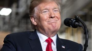 US President Donald Trump speaks after touring the Lima Army Tank Plant at Joint Systems Manufacturing in Lima  Ohio  March 20  2019   Photo by SAUL LOEB   AFP