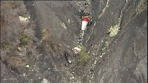 Los restos del Airbus A320 de Germanwings en los Alpes
