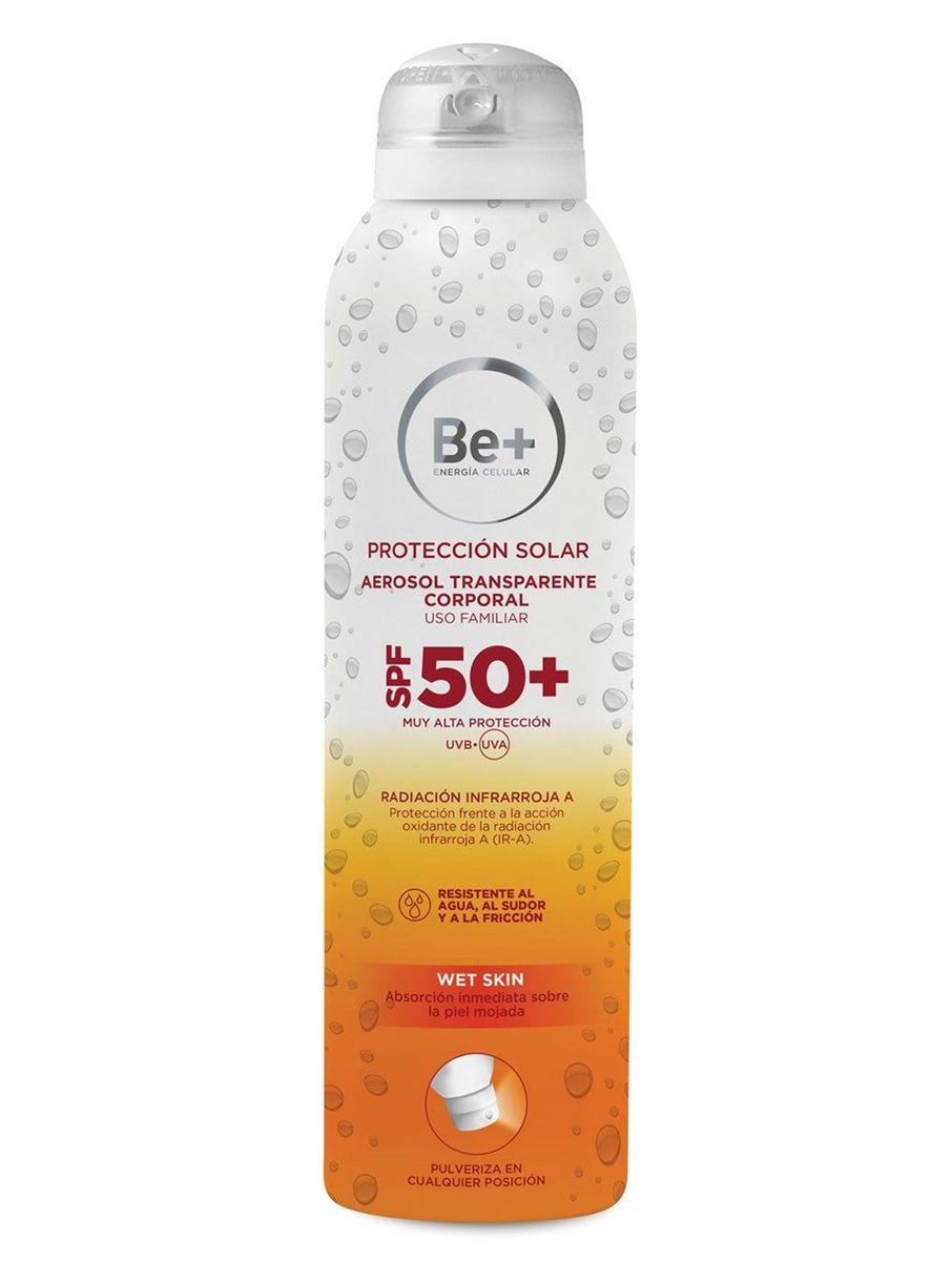 Aerosol trasparente corporal SPF 50 de Be+ (precio:18,90 euros)