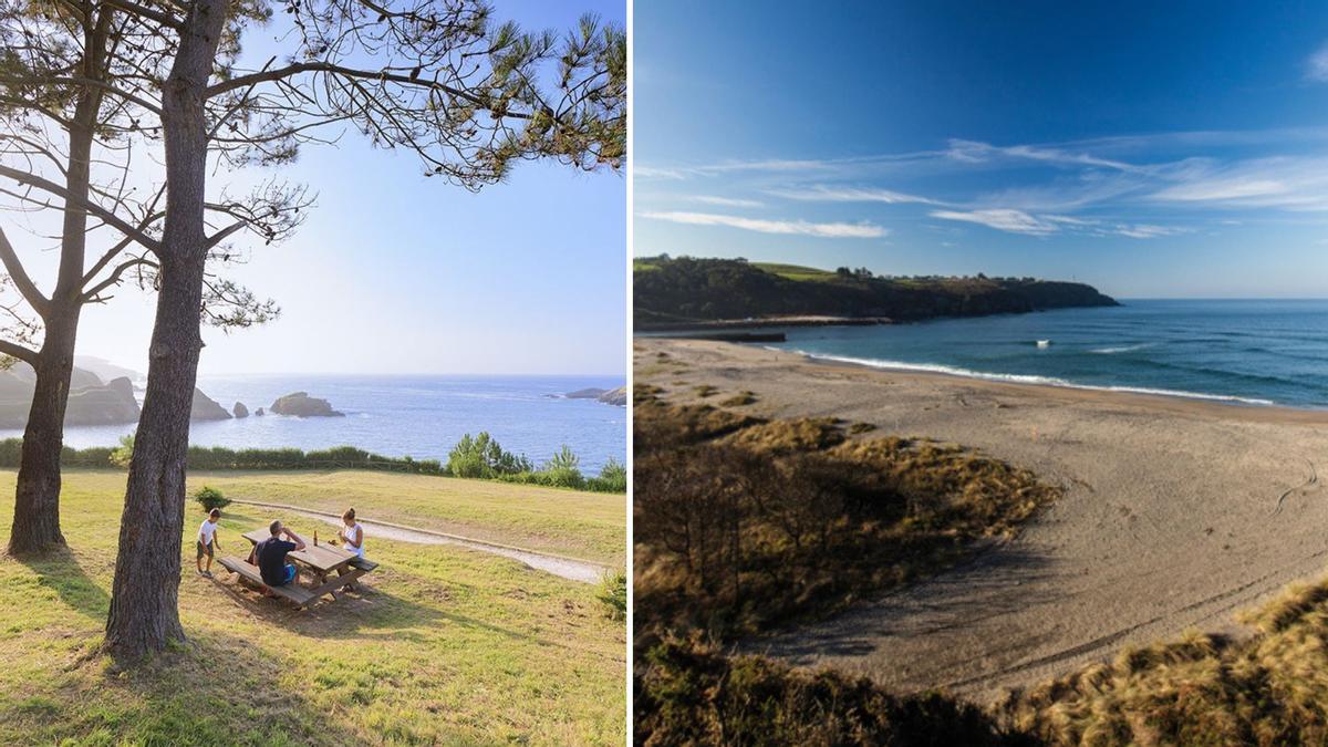 La playa de Porcía, a la izquierda, y la de Navia, a la derecha.