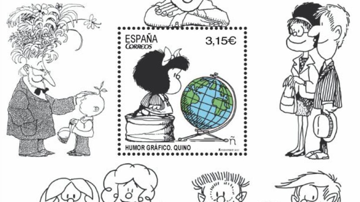 Sello de Correos dedicado a Quino y su personaje Mafalda.