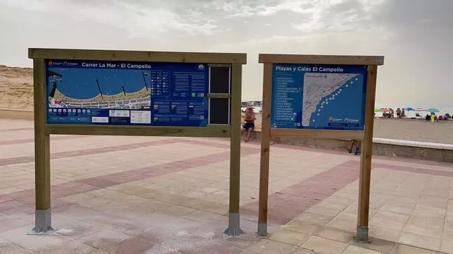 El Campello renueva los carteles de la bandera azul de las playas del Carrer La Mar y Muchavista
