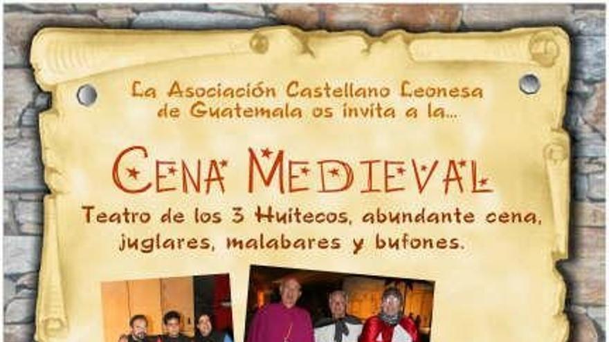 Cartel anunciador de la cena con fotografías de algunos de los socios