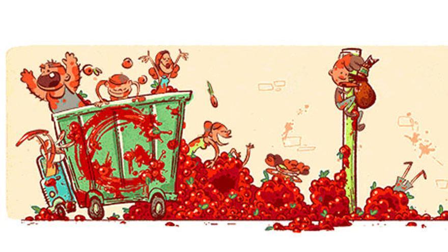 La Tomatina en el doodle de Google.