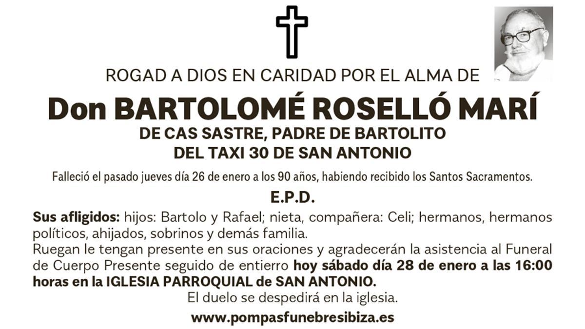 Esquela Bartolomé Roselló Marí