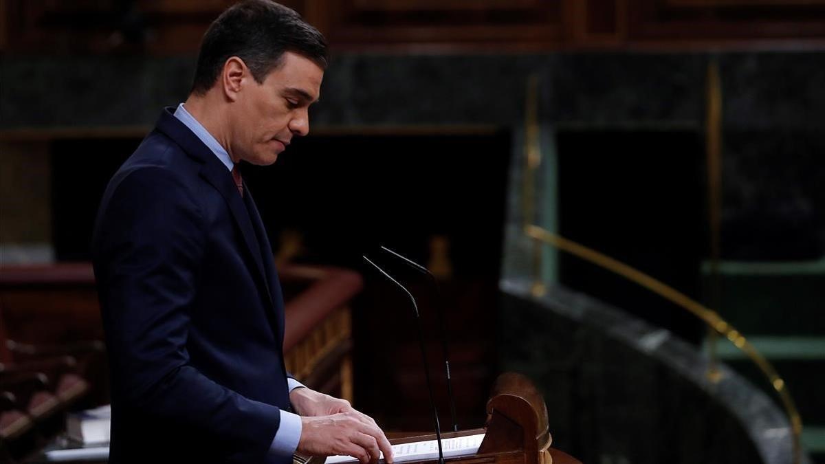 Pedro Sánchez, en la tribuna