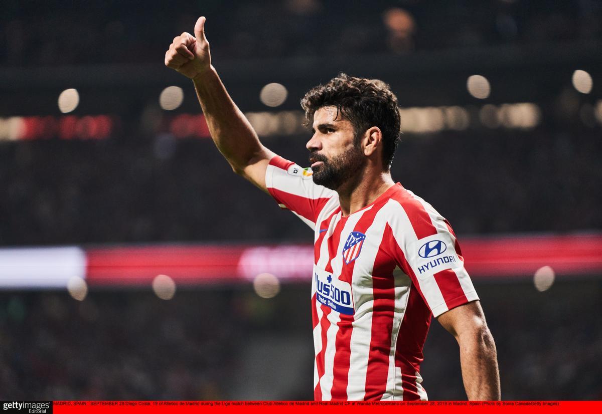 Diego Costa, jugador del Atlético, durante un partido contra el Real Madrid en 2019.