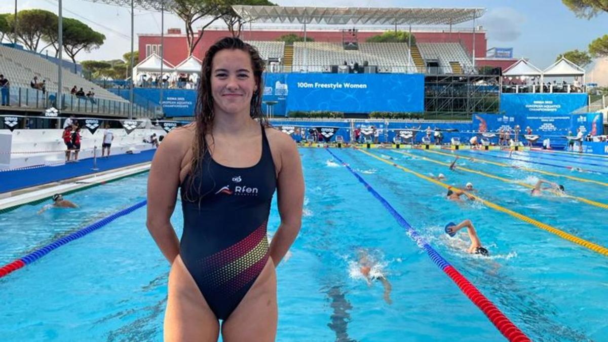 Paula Otero, en un entrenamiento en la piscina del Foro Itálico de Roma. |  // LA OPINIÓN