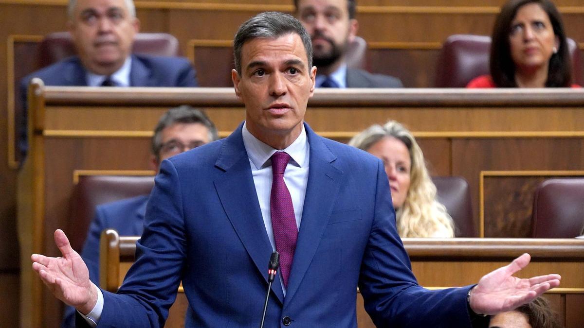 Pedro Sánchez durante la sesión de control al Gobierno celebrada esta mañana.