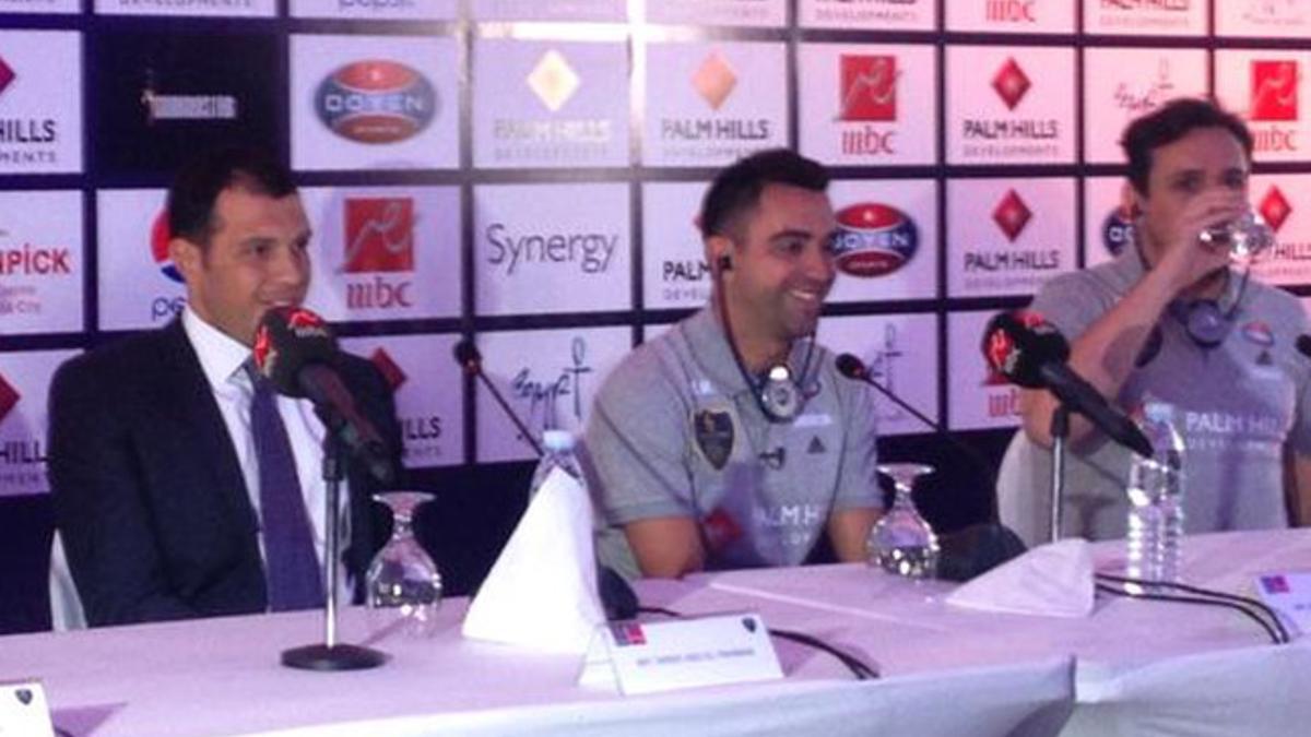 Xavi, en la rueda de prensa