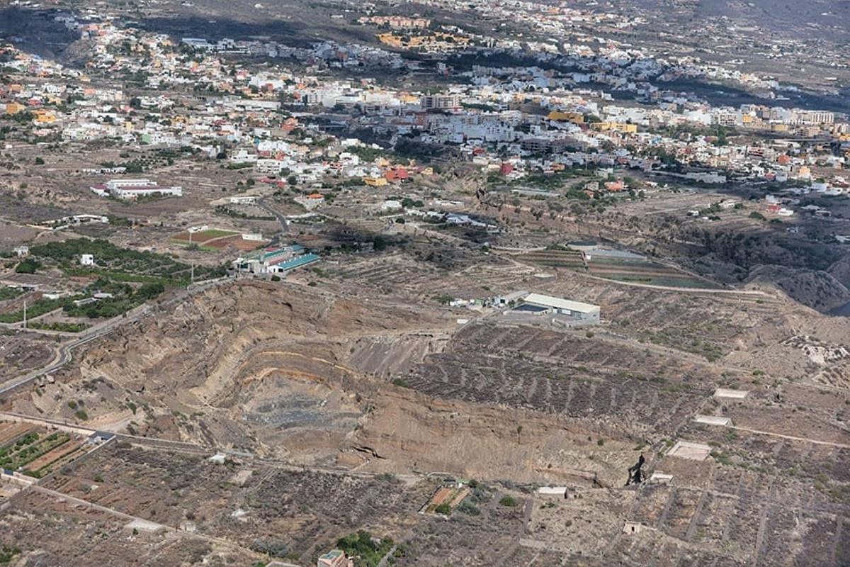 Vista general de las canteras de Güímar, en el barranco de Badajoz, zona de antigua extracción de áridos.