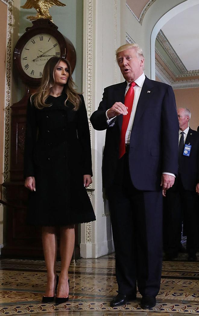 Melania Trump y Donald Trump en la Casa Blanca