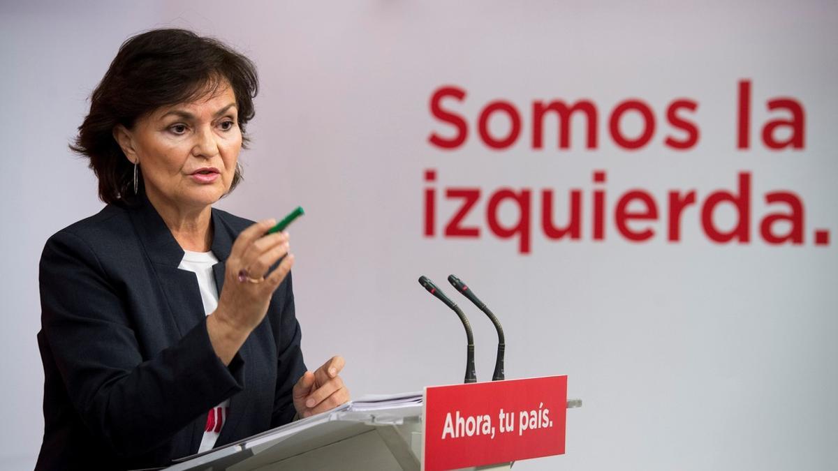 Rueda de prensa de Carmen Calvo y Tony Ferrer