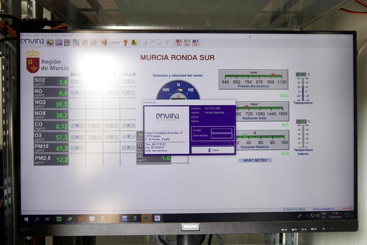 Panel de información de la estación medidora de la calidad del aire en Ronda Sur.