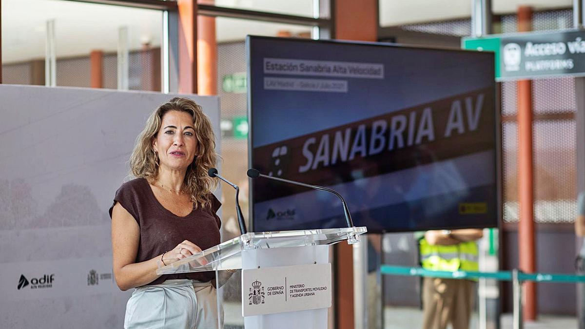 Raquel Sánchez, durante la inauguración de Sanabria AV.