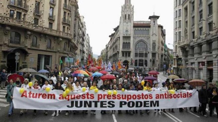 Manifestación en Barcelona contra los recortes de Mas