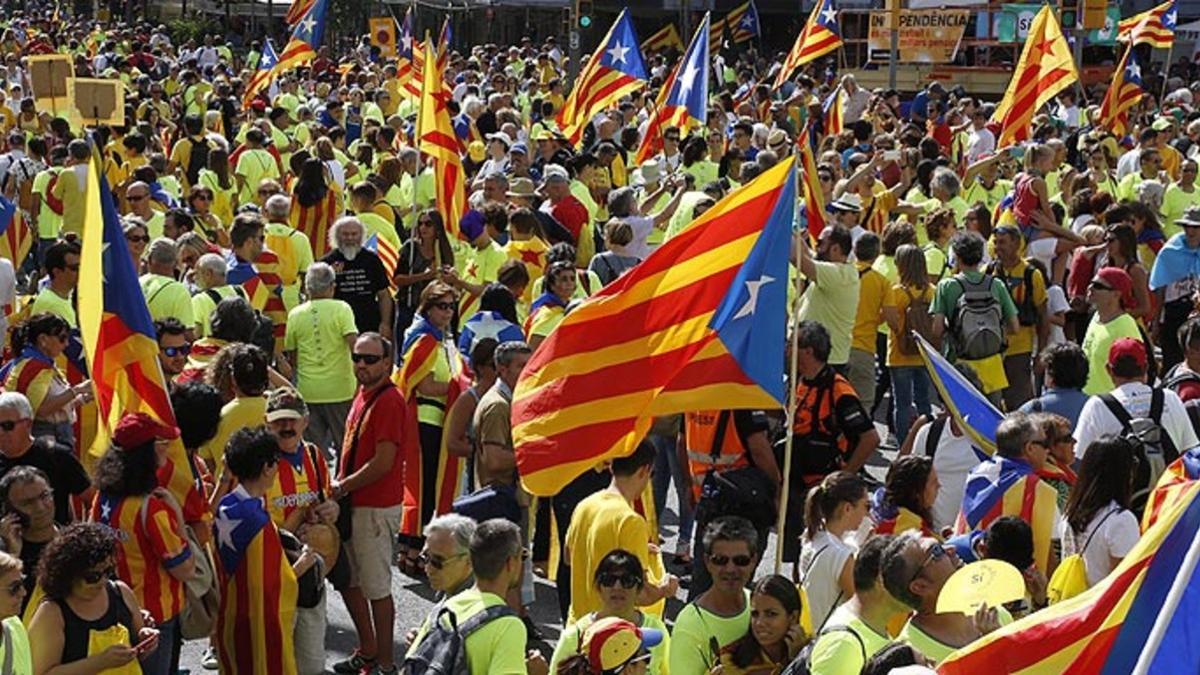 DIADA 2017: Participantes en la manifestación de Barcelona por la independencia