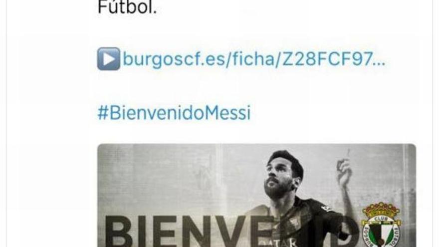 El Burgos C. F. se burla del Barça y anuncia el fichaje de Messi