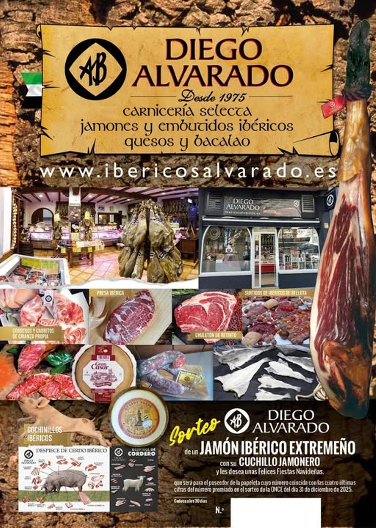 Cartel promocional de los productos de Ibéricos Alvarado