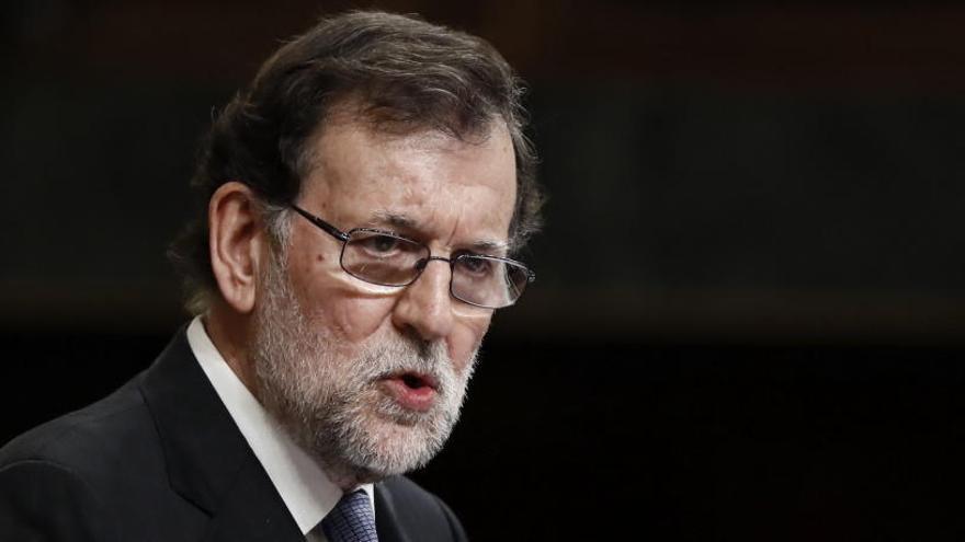 El presidente del Gobierno, Mariano Rajoy, durante su intervención ante el pleno del Congreso.