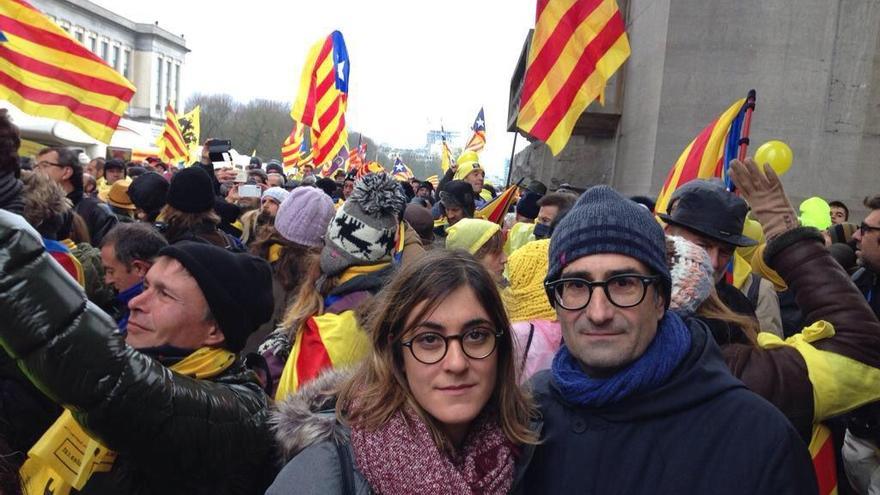 Sebastià y Sorlí, en la marcha de ayer en Bruselas.