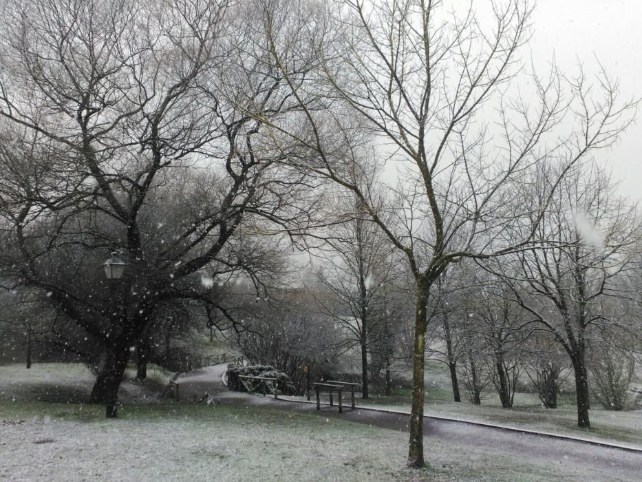 La nieve llega al centro de Oviedo