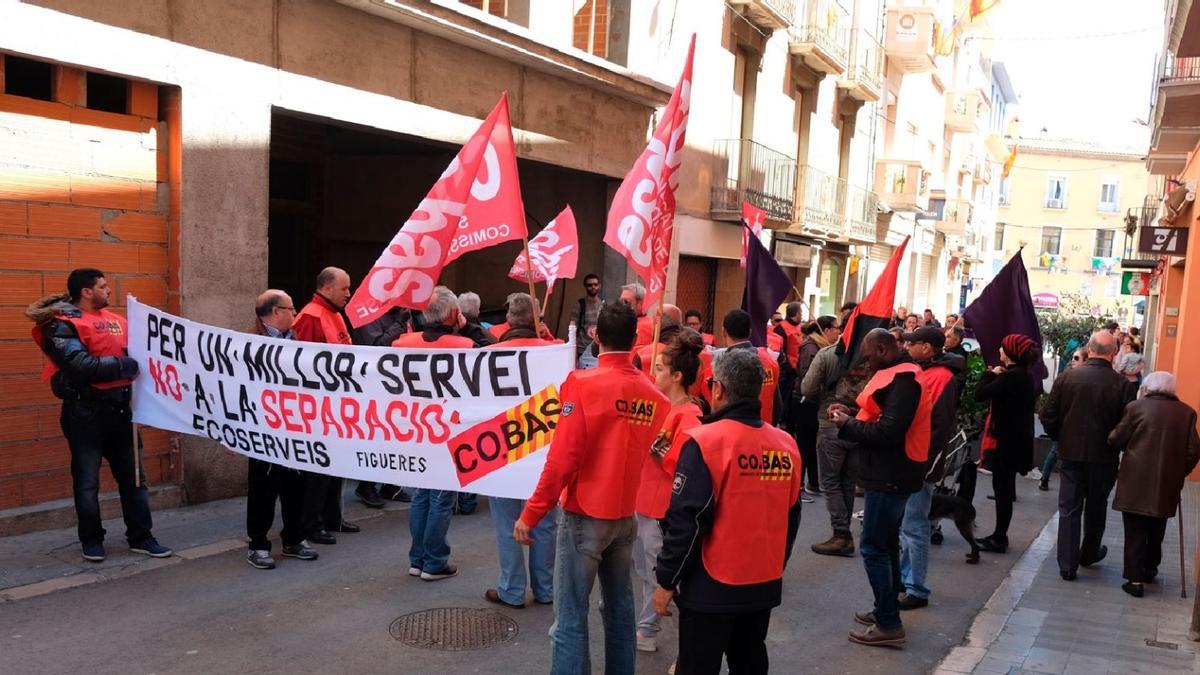 Imatge d'arxiu d'una protesta de treballadors a Figueres