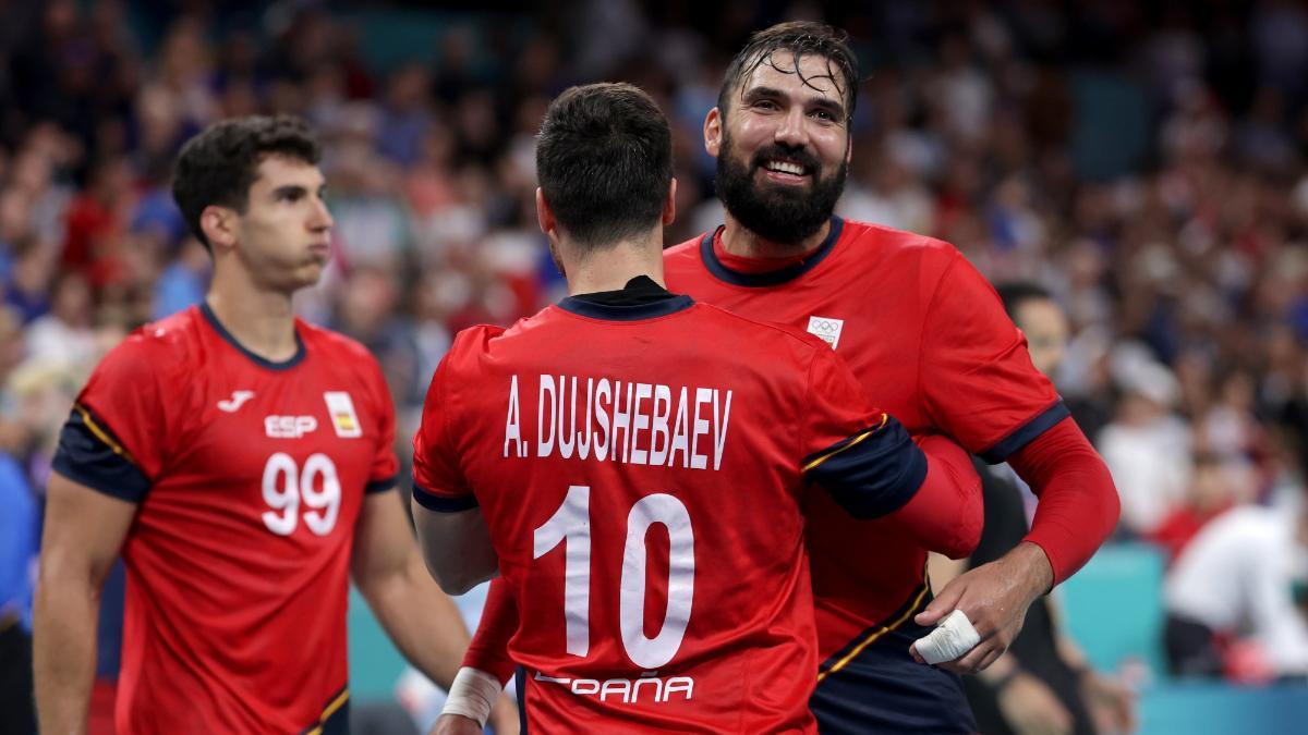 Los jugadores de España celebrando el pase a las semifinales de los Juegos Olímpicos