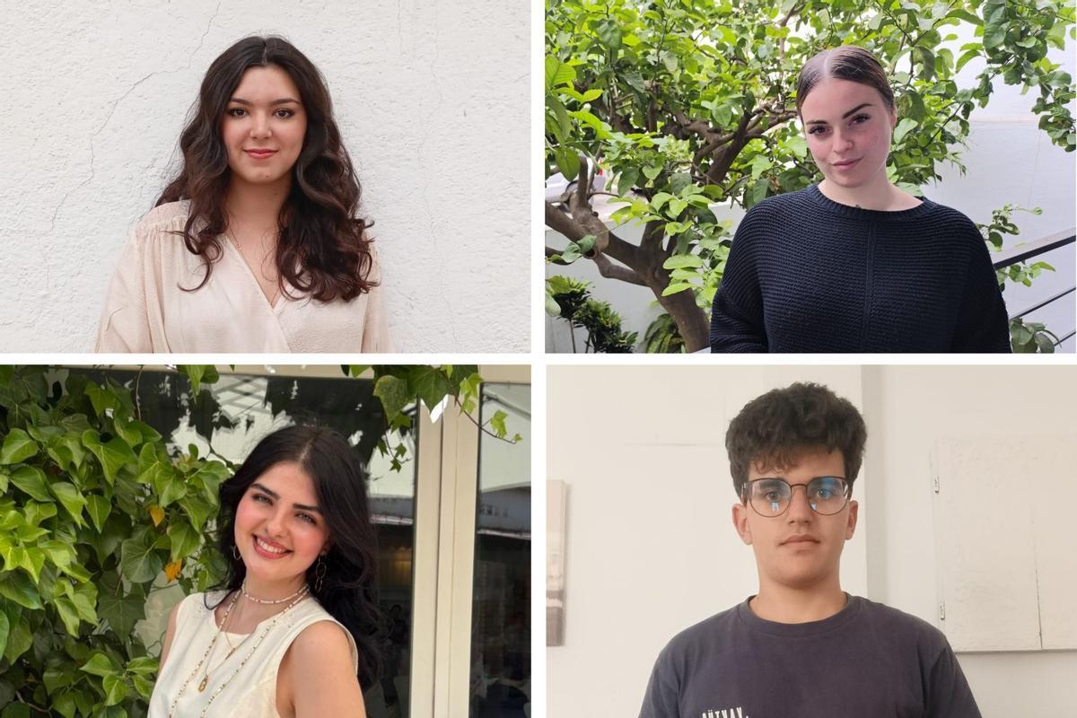 Ana Rodríguez Reyes, Celia Pedrajas García, Mar Herrero Sepúlveda y Pablo Valverde Romero, cuatro jóvenes andaluces que votarán por primera vez el próximo 17 de mayo.