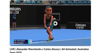 Captura de pantalla de la emisión en directo del Australian Open durante el partido de Carlos Alcaraz.