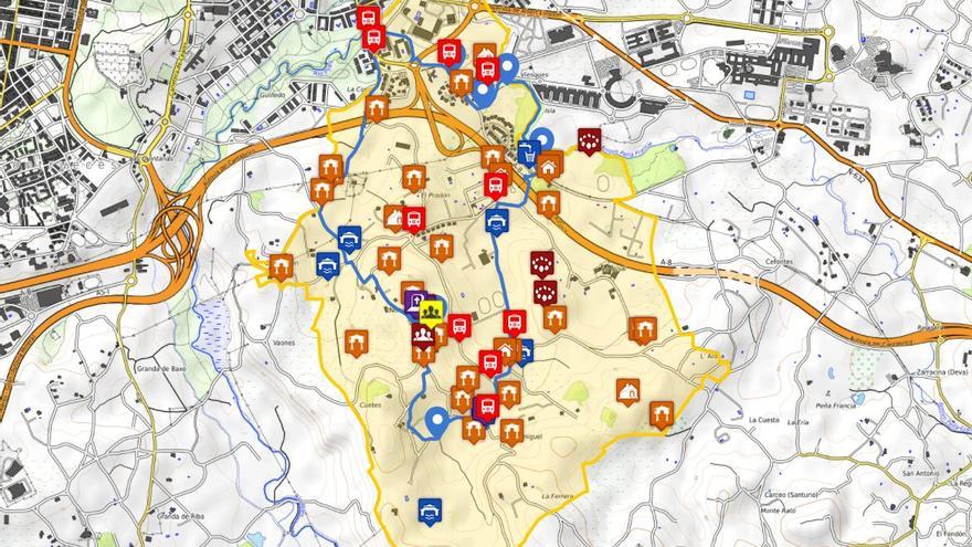 Mapa de la ruta por Castiello Bernueces