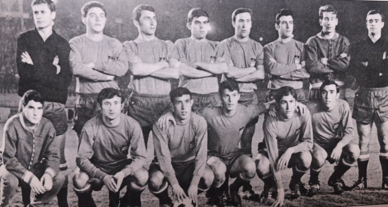 Isidre Sala, dempeus l’últim a la dreta, amb la selecció espanyola del 1968