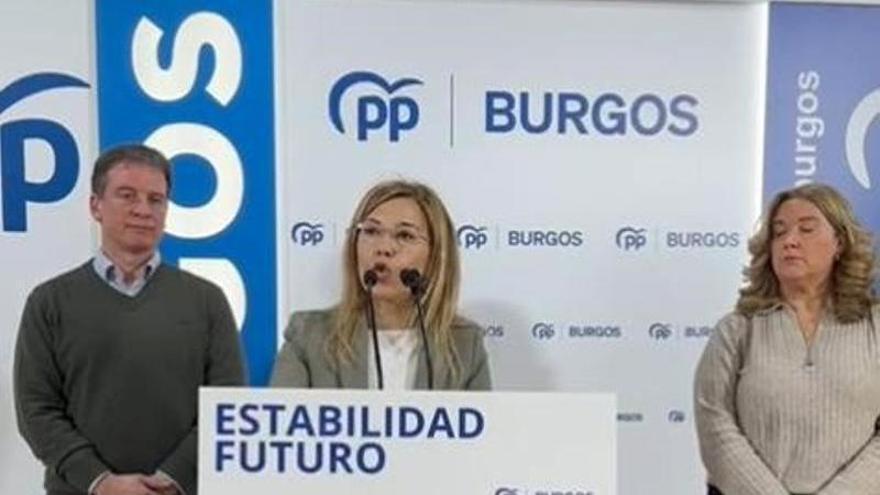 La vicesecretaria de Igualdad, Conciliación y Política Social, Ana Alós, durante la rueda de prensa que ha ofrecido este sábado en Burgos.