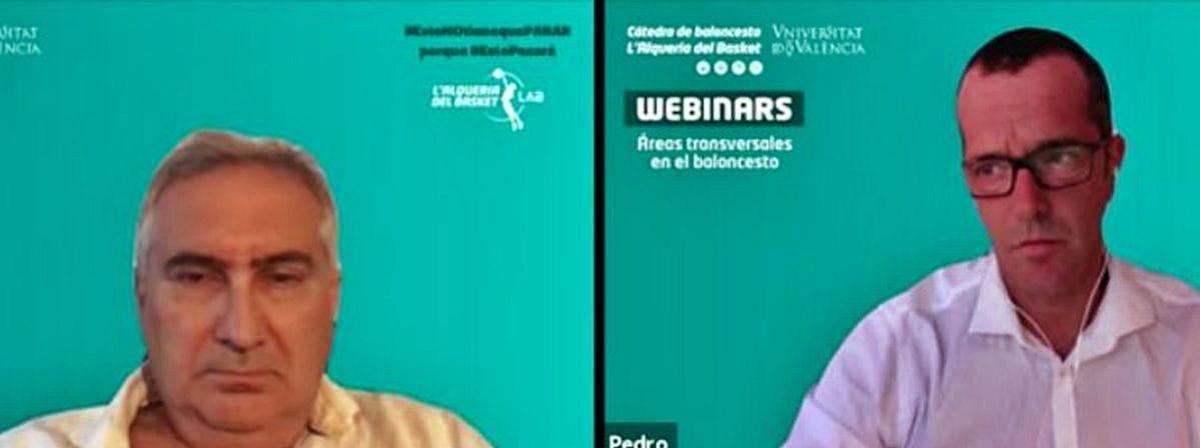 Captura con dos de los tres ponentes en el webinar