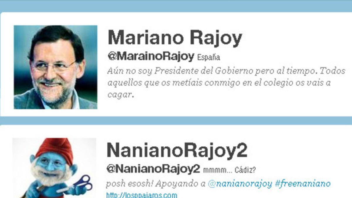 Nuevos perfiles paródicos sobre Mariano Rajoy aparecidos en Twitter tras el cierre de @NanianoRajoy.