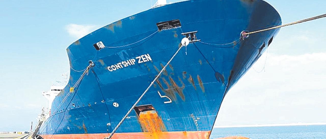 El barco 'Contship Zen', en el que la droga llegó a Galicia.