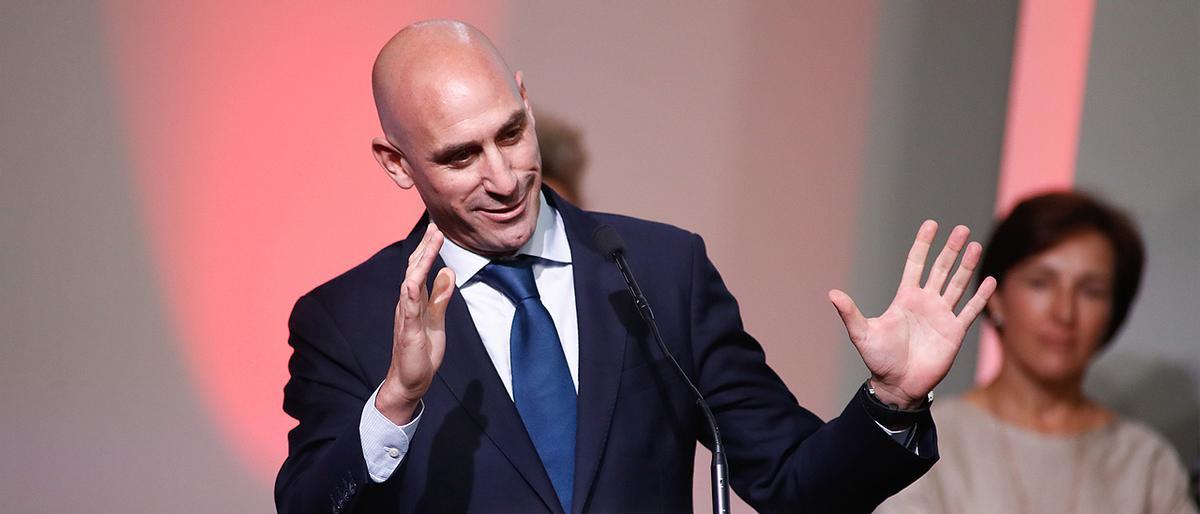 Luis Rubiales, durante su intervención en la asamblea de la federación. Luis Rubiales, durante su intervención en la asamblea de la federación.