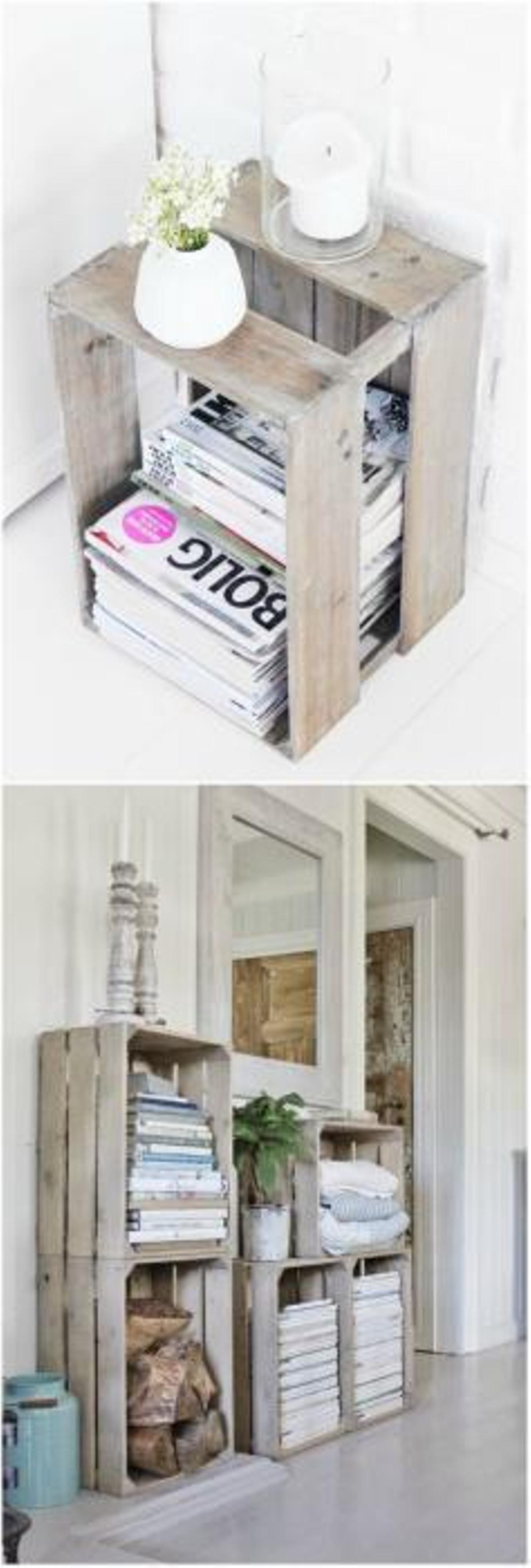 Estanterías fabricadas con palets.