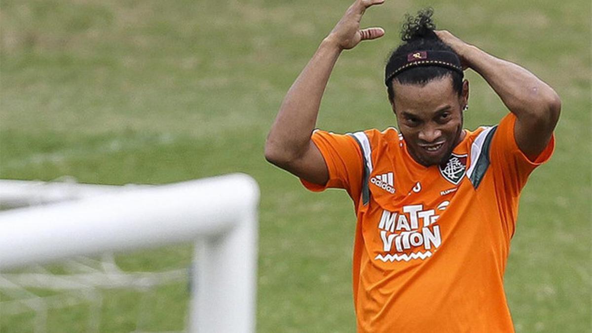 Ronaldinho, en el entrenamiento de Fluminense