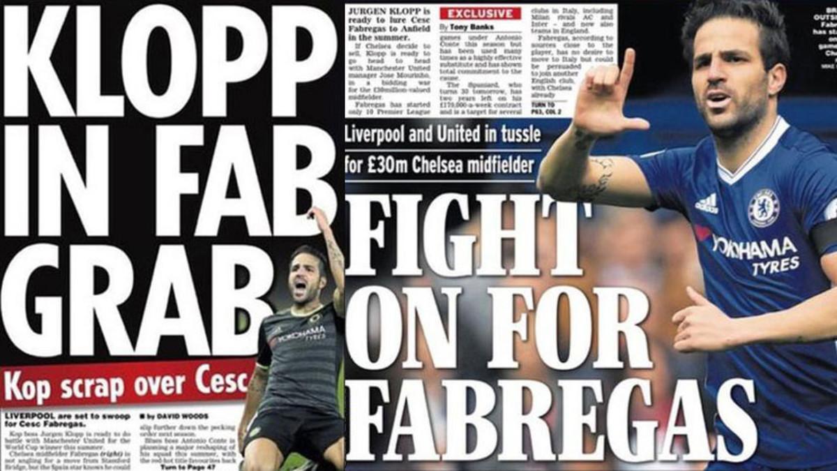 Cesc copa las contraportadas de los tabloides ingleses