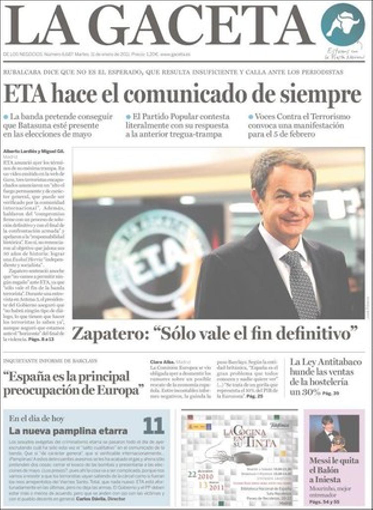 ’La Gaceta’ destaca que el Tea Party denuncia una persecució massiva després de l’atemptat d’Arizona.