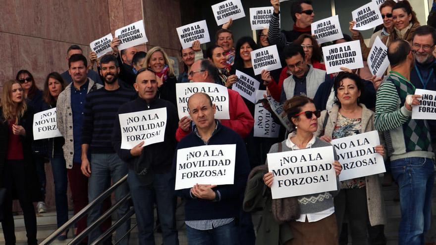 Manifestación a la puertas de la Ciudad de la Justicia este pasado martes.