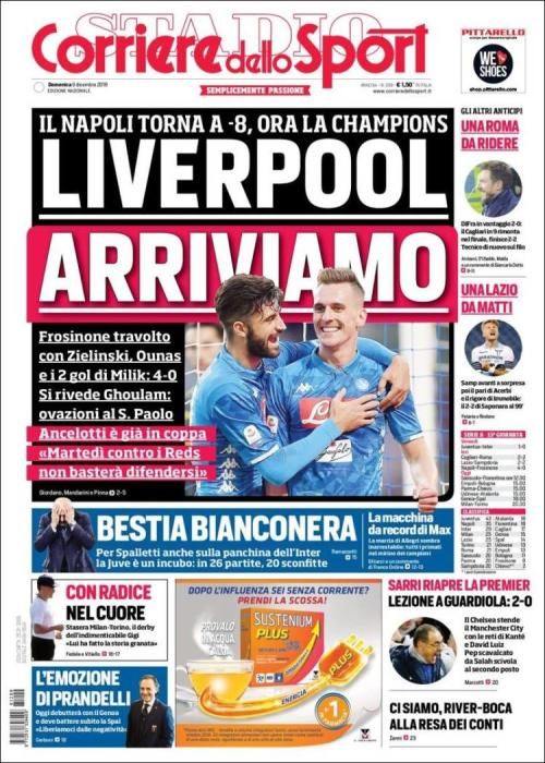 Portada CORRIERE DELLO SPORT domingo 9 diciembre