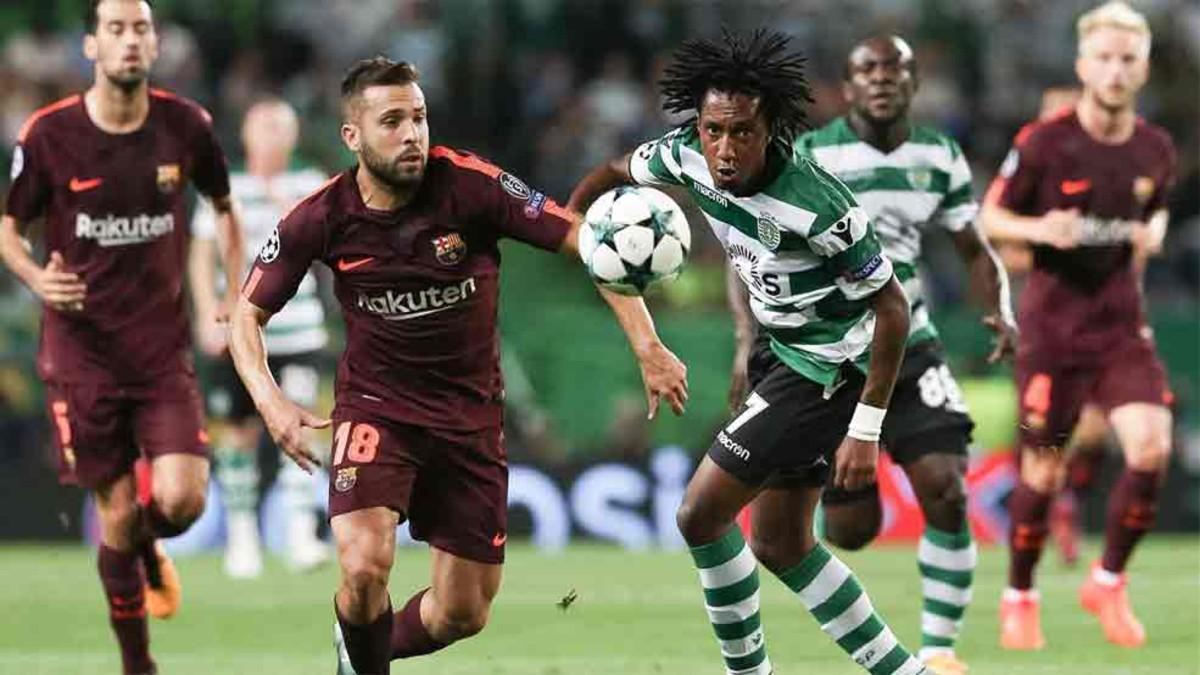 Jordi Alba, en el partido ante el Sporting de Portugal