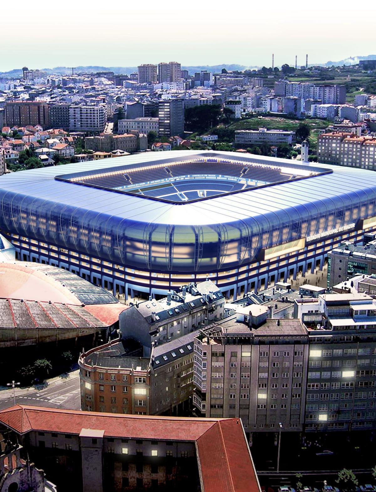 Una de las proyecciones de la reforma de Riazor elaboradas por el Concello. | LOC