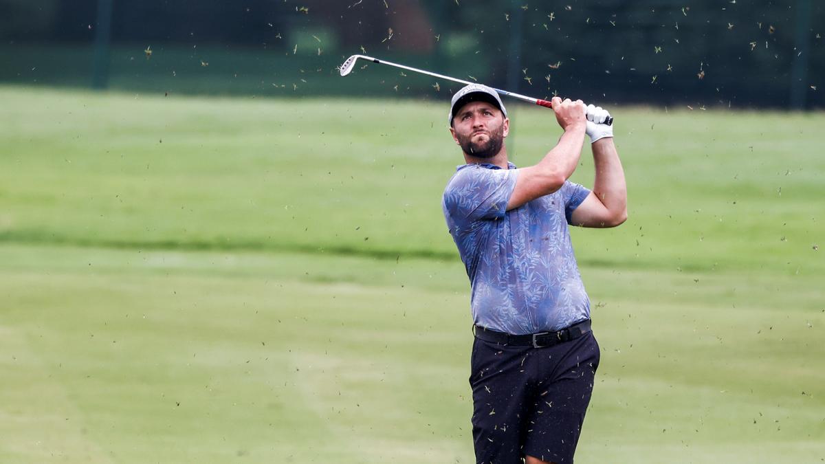 Jon Rahm. entrenando en el TPC Southwind, en Memphis