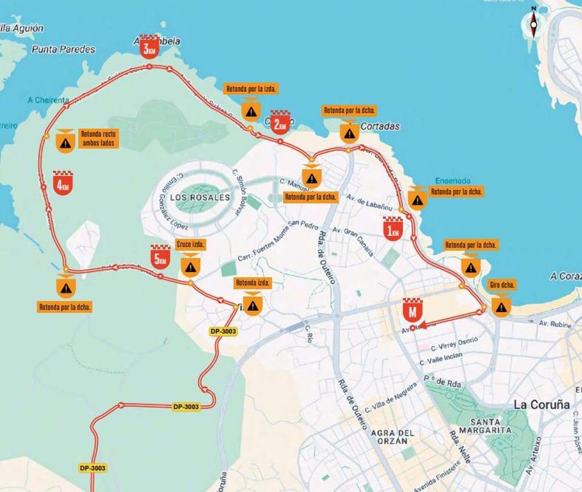 Recorrido de La Vuelta Femenina en el final de etapa en A Coruña